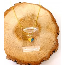 Ασημένιο κολιέ - επίχρυση καρδιά με μπλε ζιργκόν (SN208)